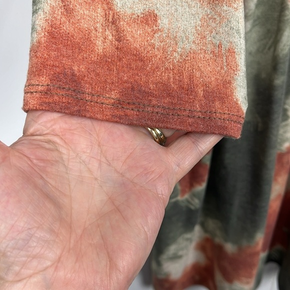 Perfectly Priscilla Womens Tunic/Mini M Rust Green Tie Dye Pattern 3/4 Sleeves - Picture 5 of 12